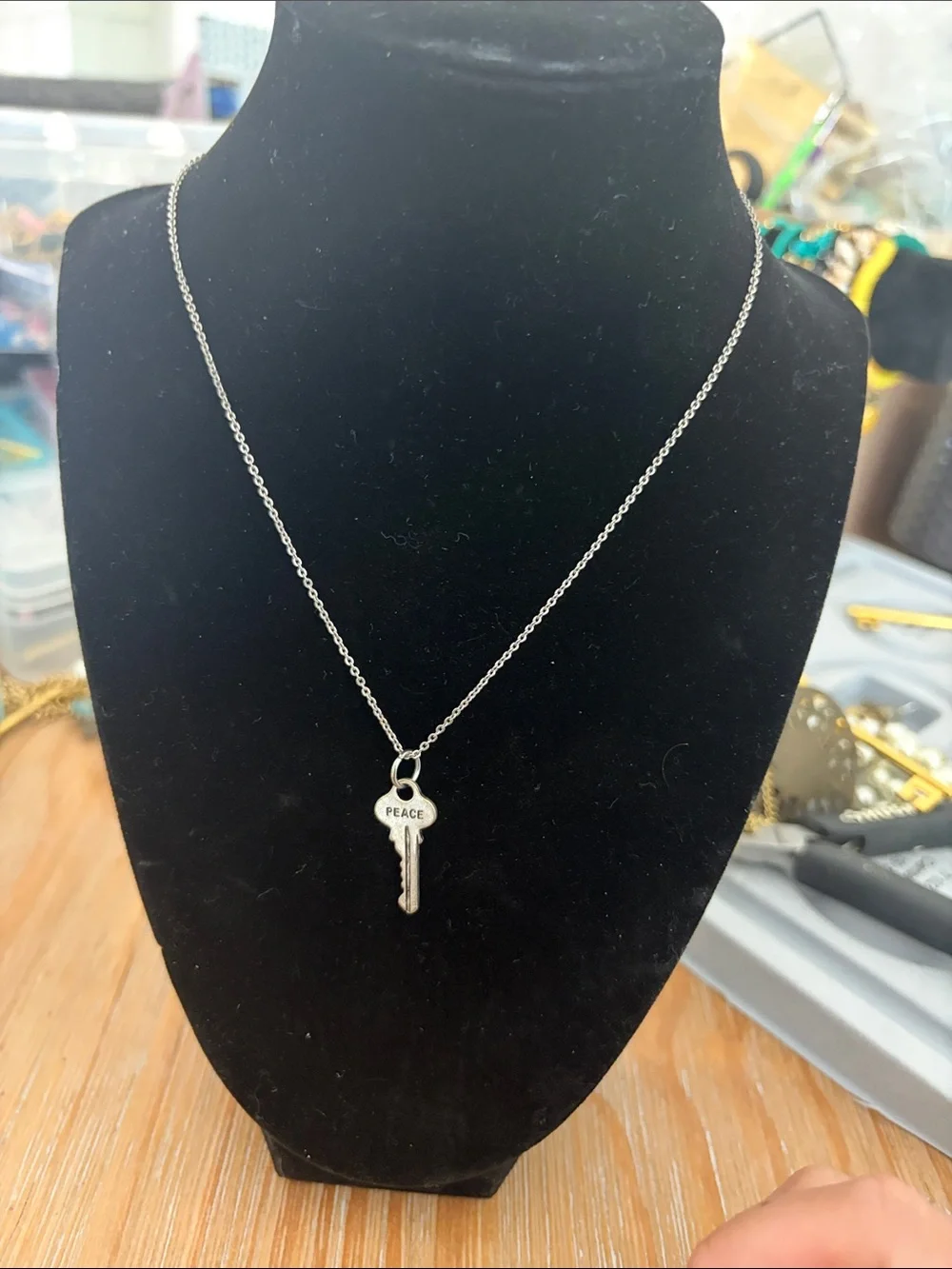 Silver Key Pendant Necklace with 